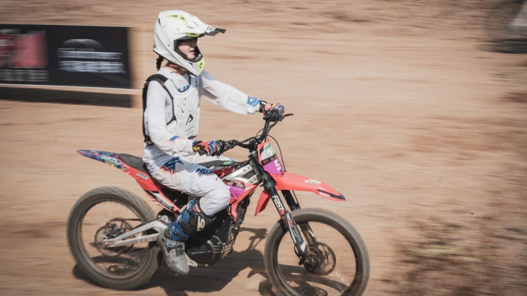 Riding dirt bike